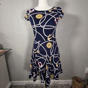 Vintage Ralph Lauren Nautical Rope Print Cotton Dress | Size P XS (Fits S)